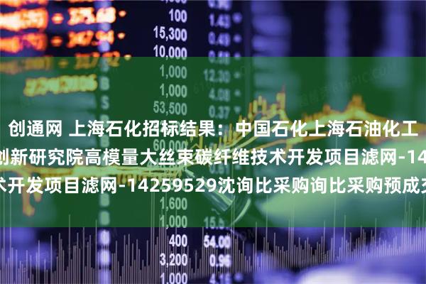 创通网 上海石化招标结果：中国石化上海石油化工股份有限公司SP4-创新研究院高模量大丝束碳纤维技术开发项目滤网-14259529沈询比采购询比采购预成交公示
